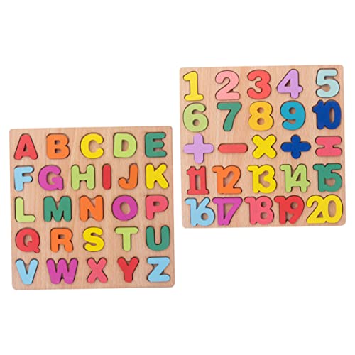 Supvox 2 Sätze Zwei Sets Holzpuzzles für Kleinkinder Alphabet Zahlen und Formen Lernspielzeug für Montessori Pädagogisches Fördert Hand Auge Koordination und Kognitive Fähigkeiten von Supvox