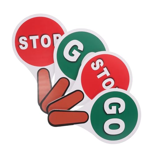 Supvox 2 Satz Teiliges Doppelseitiges Stoppschild Rot Grün Wasserdichtes PVC Handschild für Verkehrszeichen zur Verkehrssicherheit im Klassenzimmer zum Lehren von Verkehrsregeln von Supvox