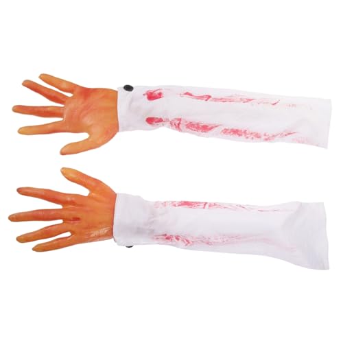 Supvox 2 Stck Halloween Deko Realistische Blutige Fake Arm Hände mit Künstlichem für Gruselige Kostüme Halloween und Horror Requisiten von Supvox