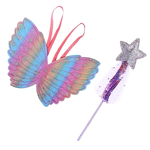 Supvox 2 Stück 1 Set Kostüm Requisiten Kostüme Kostüm Tutu Anziehhose Feenflügel Stilvoller Feenstab Attraktive Flügel Kostümzubehör Feenstab Stoff von Supvox