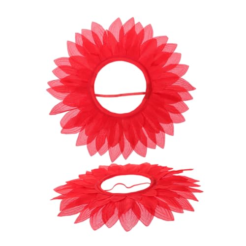 Supvox 2 Stück Blumenhaube Kostüm Blumenkopfschmuck Sonnenblumenkopfbedeckung Tanzkostüm Sonnenblumen-kopfbedeckung Blumenhut Seidentuch Rot von Supvox