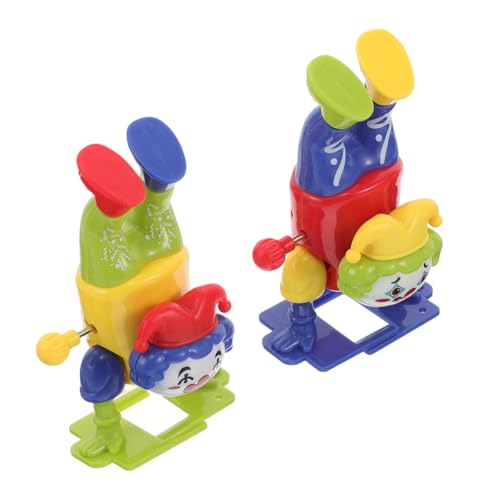 Supvox 2 Stück Clown-aufziehspielzeug Sammlerstück Tanzendes Clownspielzeug Partygeschenke Mit Uhrwerk Clown Aufziehen Retro Halloween-partygeschenke Springendes Zeigen Plastik von Supvox
