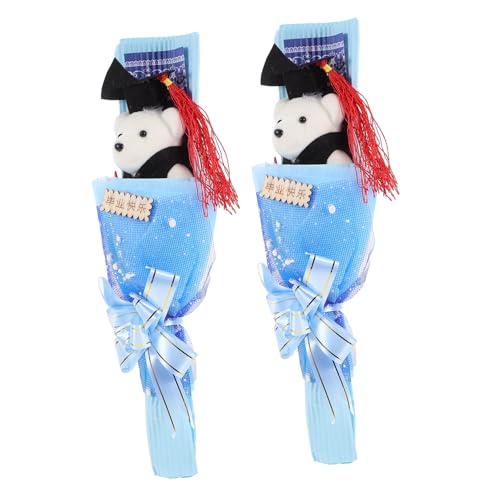 Supvox 2 Stück Dr. Bärenstrauß Abschluss Tischdekoration Party Kleiner Abschlussbär Bär Zeremonie Bärenpuppe Plüsch Abschlusstiergeschenk Bärenpuppenstrauß Ausgestopft Plastik Blue von Supvox