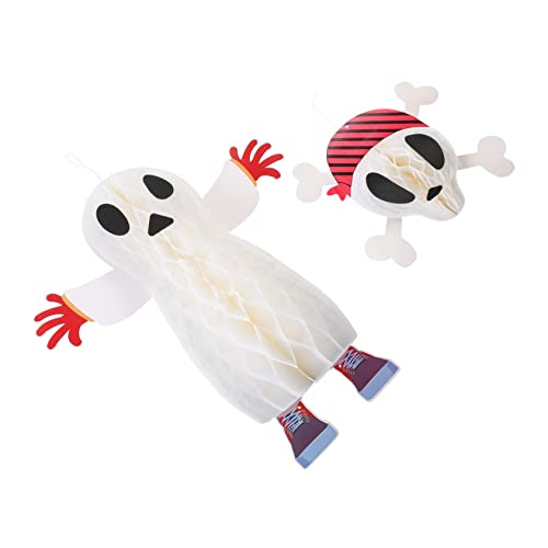 Supvox 2 Stück Dreidimensionale Geisterwabe Halloween-Geist-Ornament Halloween -Requisiten Halloween-Skelett Gruselige Schädelstütze Geisterdekor Festival Dekorative Requisite Weiß Papier von Supvox