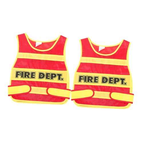 Supvox 2 Stück Feuerwehrweste Teilig Feuerwehrkostüm für Kleinkinder Atmungsaktiv Bequem Vielseitig für Fasching Kostümparty Rollenspiel Karneval Jungen und Mädchen Geeignet von Supvox