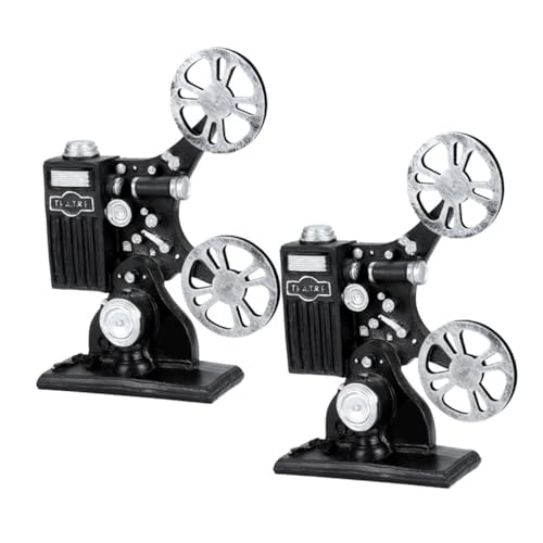 Supvox 2 Stück Filmprojektor Modell Nostalgische Statue für Heimkino Einzigartige Sammlerstücke mit Handwerkskunst für Fotografie Requisiten Schwarz von Supvox