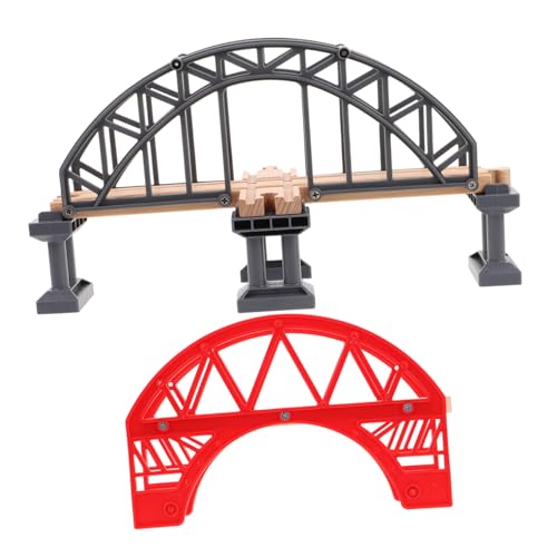 Supvox 2 Stück Gleiszubehör Eisenbahnbrücke Kleines Brückenmodell Brücke Brückenpfeiler Der Eisenbahn Bahngleise Brücke Brückenpfeiler Aus Kunststoff Holz Rot von Supvox