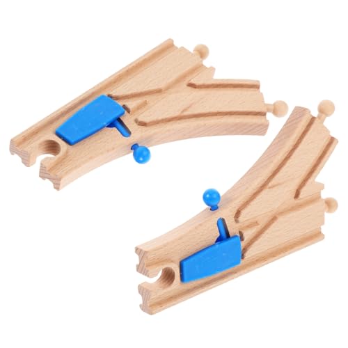 Supvox 2 Stück Gleiszubehör Kinderschienen Ersatzgleise Gleiszug Bogenweiche Bahngleis Kreuzungen Verbinder Puzzle Auto Gleis Modelleisenbahn Spielzeugzüge Eisenbahntisch Holz von Supvox