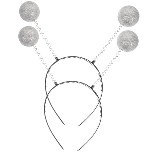 Supvox 2 Stück Glitzer Ball Haargummis Silbern Leicht Tragbar für Halloween Partys und Komfortable und Flexible Kopfband für Erwachsene von Supvox