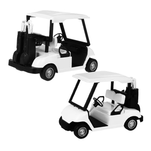 Supvox 2 Stück Golfwagenmodell Golf zubehör Auto Realistisches Golf-Dekoration Golfwagen- Golfcart-Modell Rückzugsfahrzeuge Legierung Weiß von Supvox