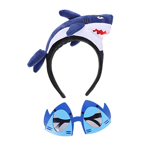 Supvox 2 Stück Hai-Stirnband Die Figur Hai-Kopfbedeckung Hai-Kostümzubehör Partybrille Kostümgläser Haidekoration Haigläser Hai-Brille Hai-Haarband Plastik Blue von Supvox