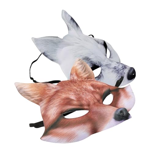 Supvox 2 Stück Halbe Fuchsmaske Halloween Tierkostüm Masquerade Maske Leicht Flexibel Band Wiederverwendbar für Karneval Fasching Erwachsene von Supvox