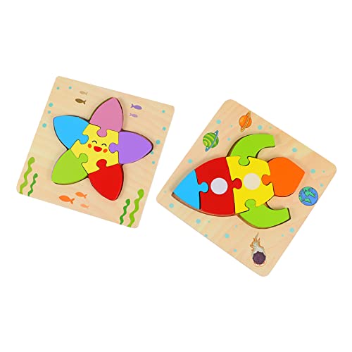 Supvox 2 Stück Holzpuzzle für Kleinkinder Teiliges Lernspielzeug für Jungen und Mädchen Fördert Feinmotorik und Kognitive Fähigkeiten Sicher von Supvox