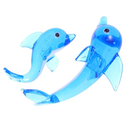Supvox 2 Stück Kleine Delphinverzierung Schlafzimmerzubehör Desktop- -Ornamente Schreibtischfiguren Aquariumzubehör Ornamente Delphin-Ornament -Zeug Kristall Blue von Supvox