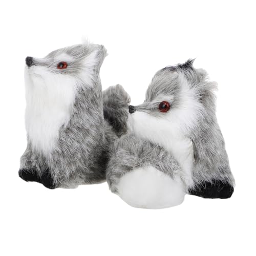 Supvox 2 Stück Kleine Fuchsverzierung Plüsch Realistisch Mini Kuscheltiere Aus Dem Wald Ausgestopft Figur Erwachsene Pelziges Zeug Simulationstiere Fox -Statue Kunstfell Grey von Supvox