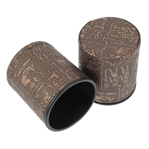 Supvox 2 Stück Leder Würfelbecher mit Ägyptischem Muster Glatte Oberfläche Robuste Knobelbecher für Ktv Bar Party Favor für Gesellschaftsspiele und Würfelspiele von Supvox