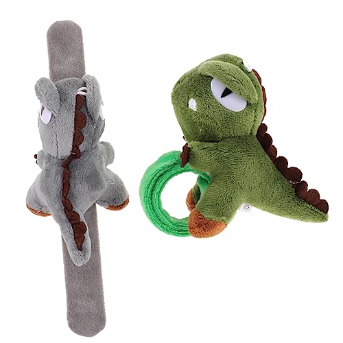 Supvox 2 Stück Lustige Dinosaurier Slap Armbänder aus Plüsch für Kindergeburtstag Weiches und Sicheres Handgelenkspielzeug Partydeko für Jungen und Mädchen von Supvox