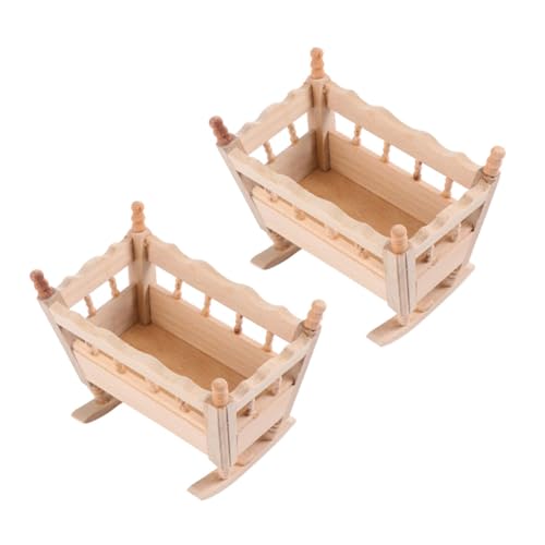 Supvox 2 Stück Maßstab Handgefertigt Realistische Mini Babybett Deko für Puppenhaus Zubehör und Kinderzimmer Gestaltung von Supvox