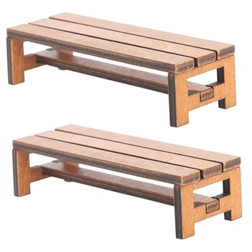 Supvox 2 Stück Mini Hausmöbel Miniatur Gartenmöbel Puppen Miniaturbank Stuhl Mini Spielzeugbänke DIY Mini Modellbänke Mini Modellhaus Mini Bank Modellmodelle Holz von Supvox