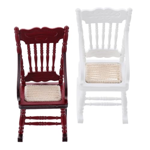 Supvox 2 Stück Mini Puppenhaus Schaukelstuhl Leichte Holz Miniatur Möbel für Dollhouse Dekoration Kompakt Vielseitig für Tiny House und Bastelprojekte Realistische Miniatur Stühle von Supvox