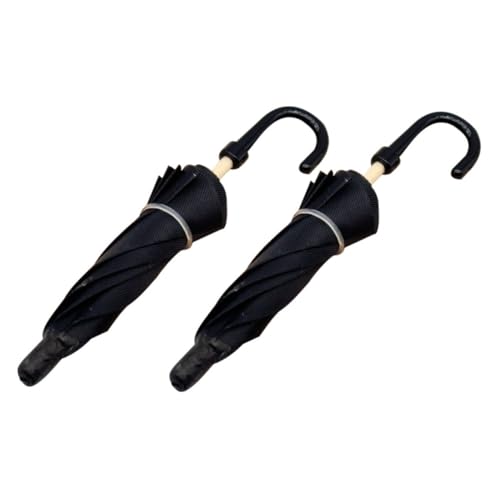 Supvox 2 Stück Mini Regenschirm Modell Deko Regenschirm Kleiner Reiseschirm Miniatur Regenschirm Mini Regenschirm Kleine Schirme Holz Schwarz von Supvox
