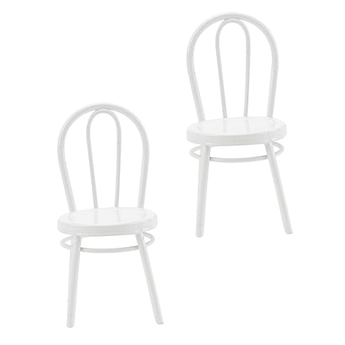 Supvox 2 Stück Mini-Stuhl Mini-Hausversorgung künstliches Stuhlmodell gefälschter Stuhl Emulation Stuhlmodell Mini House Accessory gefälschtes Stuhlmodell Iron-Emulation-Stuhl Eisen Weiß von Supvox