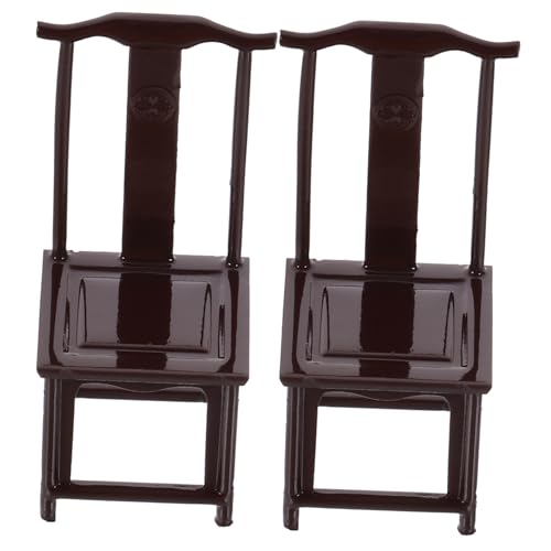 Supvox 2 Stück Mini-stuhlmodell Miniatur Klein Winzig Wohnkultur Puppe Artikel Stoff Mini-Vintage-stuhlmodell Mini-hausstuhl Abs Dark Brown von Supvox
