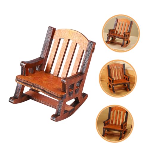 Supvox 2 Stück Miniatur Holz Schaukelstuhl Detailgetreues Puppenhausmöbel Dekorativer Mini Stuhl für Puppenstube und Szenenfotografie Einzigartiges Dekoobjekt für Schreibtisch und Regal von Supvox