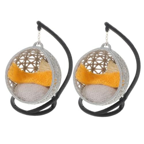 Supvox 2 Stück Miniatur Schaukelstuhl mit Kissen und Decke Detailreiches DIY Puppenhaus Zubehör Kompakt und Vielseitig für Miniaturmöbel für Sammler und Kreative Modellbauprojekte von Supvox