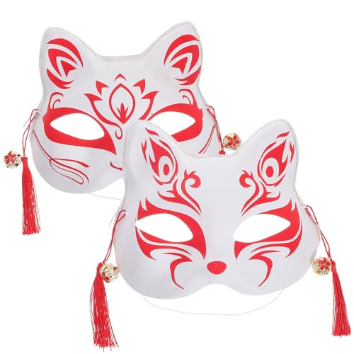 Supvox 2 Stück Party-leuchtfüchse-maske, Halbgesichts-kitsune-maske, Cosplay-requisiten für Halloween, Weiß, Pvc Supvox 2 Stück Party-leuchtfüchse-maske, Halbgesichts-kitsune-maske, Cosplay-requisiten für Halloween, Weiß, Pvc von Supvox