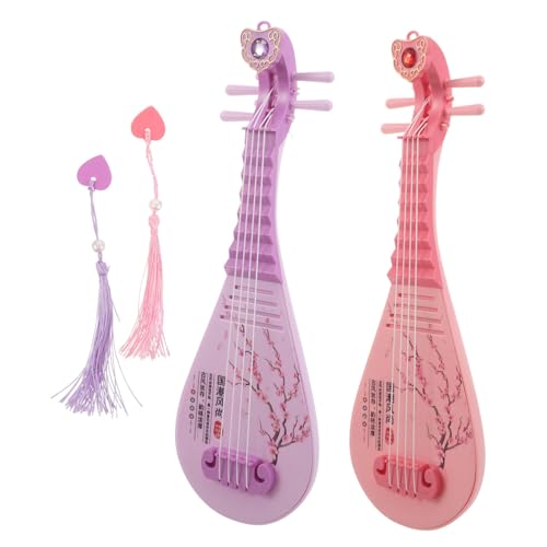 Supvox 2 Stück Pipa Realistische Chinesische Saiteninstrumente Musik Dekoration Pädagogisch Fördernd für Frühe Musikerziehung Familienspaß Rosa und Violett von Supvox