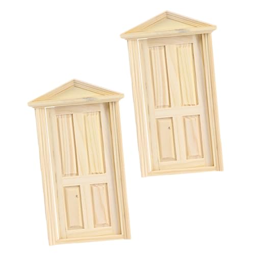 Supvox 2 Stück Puppenhaus Kabine Miniaturspielzeug Simulation Tür Miniaturtür Minitür Puppenstubenmöbel Mini Haustür Puppenmöbel Mini-hausbedarf Miniaturmöbel Puppenhaustür Holz von Supvox