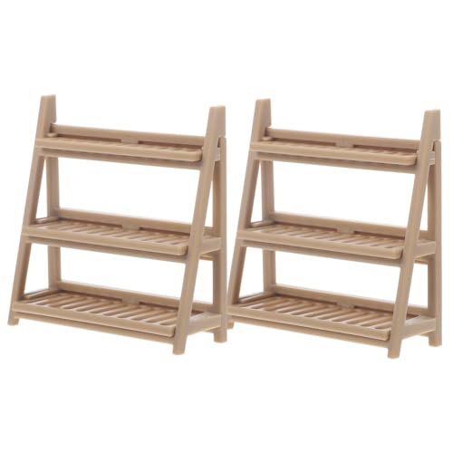 Supvox 2 Stück Puppenhaus-schuhregal Hausschuhe Dekorativ Klein Möbel Miniatur-puppenhaus Miniaturen Künstlich Dekoration Mini- Retro Realistisch Zubehör Plastik Khaki von Supvox