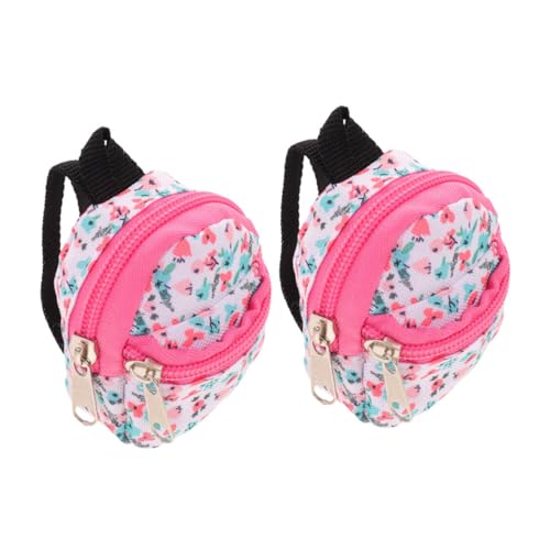 Supvox 2 Stück Puppenrucksack Süße Schultaschen Für Puppen Puppenzubehör -Tasche Puppe Kostümschmuck Puppen-Accessoire-Ornament Puppe-reißverschluss-Rucksack Mini-puppengepäck Polyester von Supvox