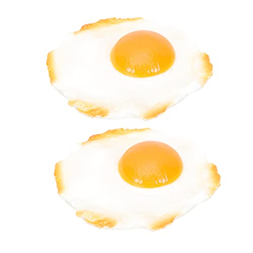 Supvox 2 Stück Realistisches Teiliges Spiegelei Modell aus PVC Lebensechte Fake Food Deko für Küche Party Fotorequisiten Natürliche Eierform Detailgetreue Simulation für Tisch und Home von Supvox