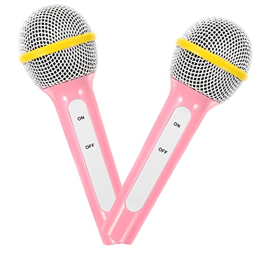 Supvox 2 Stück Simulationsmikrofonspielzeug Party Kind Karaoke Fälschung Gefälscht -mikrofonstütze Kostüm -Kleid -mikrofon -stütze Mikrofonverzierung Rosa Plastik von Supvox