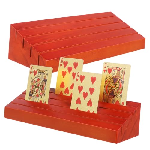 Supvox 2 Stück Spielkarten Basisdecks Sportkarten Display Spielkartenhalter Für Spielkartenhalter Für Erwachsene Spielkarten Deckhüllen Schwarzes Kartentablett Braunes Kiefernholz von Supvox