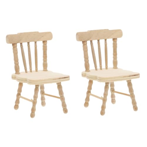 Supvox 2 Stück Stuhlform DIY Mini-modellierspielzeug Mini-Stuhl-Modell Miniaturszenenmodelle Holzstuhlmodell Mini- -DIY-Accessoires Mini-hausschmuck Mini-hausstuhl Light Brown Hölzern von Supvox