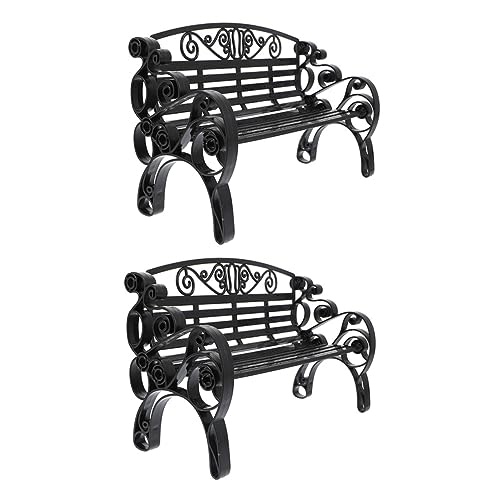 Supvox 2 Stück Stuhlmodell Miniatur-Parkbank-Verzierungen Modelle Puppenhaus-Minibank klein kinderspielzeug Mini-Bankverzierung puppenhaus Bank Dekoration Plastik Black von Supvox