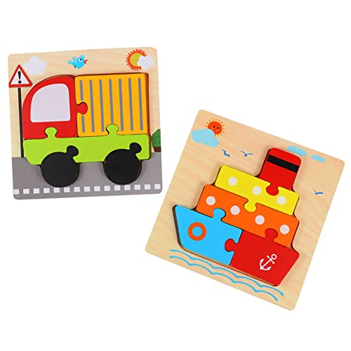 Supvox 2 Stück Teiliges Holzpuzzle für Kleinkinder Frühes Lernspielzeug Sensorischen Stimulation und Gehirnentwicklung Sicher und Einfach zu Handhaben für Jungen und Mädchen von Supvox