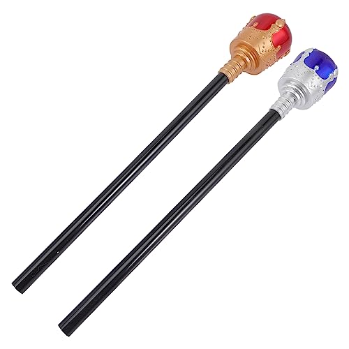 Supvox 2 Stück Teiliges Königszepter Kostümzubehör Robustes Kunststoff Party für Lustiges Rollenspiel Accessoire Gold Rot und Silber Blau für Halloween Geburtstagsfeiern Fotoshootings von Supvox
