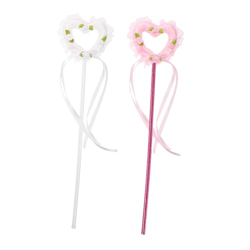 Supvox 2 Stück Teiliges Leuchtender Herz Feezauberstab für Vielseitiger Langlebiger Party und Bühnenstab in und Weiß für Kostüme Aufführungen und Cosplay von Supvox