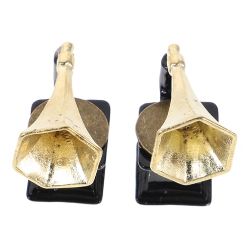 Supvox 2 Stück Teiliges Miniatur Retro Phonograph Modell aus Stabilem Metall Vintage Miniatur Plattenspieler für Puppenhaus Dekoration und Sammler Kompakte Stilvolle Tisch von Supvox