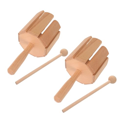 Supvox 2 Stück Teiliges Orff Holzmusikinstrument Rhythmus Trommel mit Schlägel Montessori Lernspielzeug für Frühe Musikalische Entwicklung und Koordination von Supvox