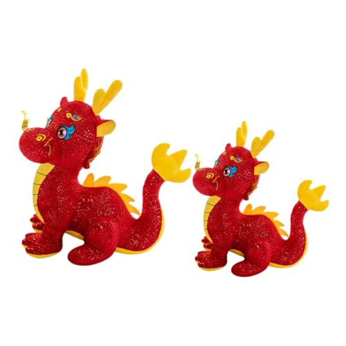 Supvox 2 Stück Teiliges Plüsch Drache Chinesischer Neujahrs Glücksbringer Weiches Kuscheltier Dekorative Drachenspielsachen für Festliche Anlässe von Supvox