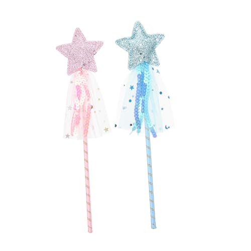 Supvox 2 Stück Teiliges Sternförmiges Feenstab Leuchtender Zauberstab für Mädchen Buntes Cosplay Geburtstag Halloween Kostüm Party und Bühnenauftritte Rosa und Blau von Supvox
