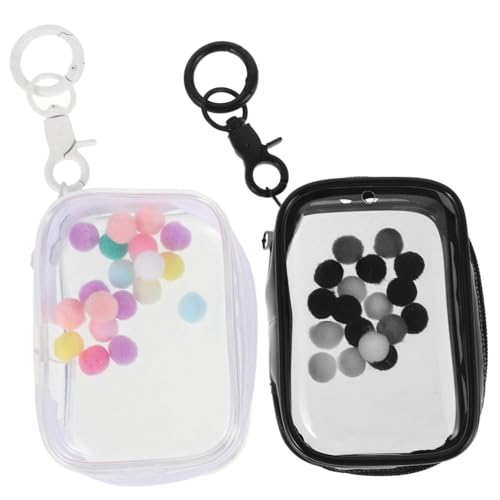 Supvox 2 Stück Transparente Mini Aufbewahrungstasche mit Reißverschluss Schlüsselanhänger und Staubdichte PVC Displayhülle für Puppenfiguren für Sammler und von Supvox