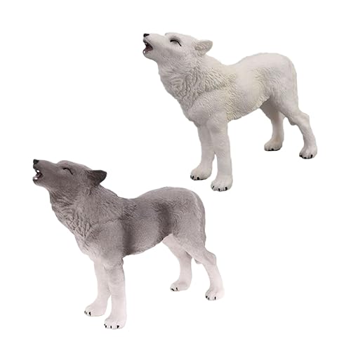 Supvox 2 Stück Wolf Model Ornamente Kleine Tierfiguren Tiermodelle Kleine Wolfsmodelle Mini-Wildtier Dekorative Wolfsmodelle Mini-Waldtiere Dschungeltierfiguren Wolf-Statue von Supvox