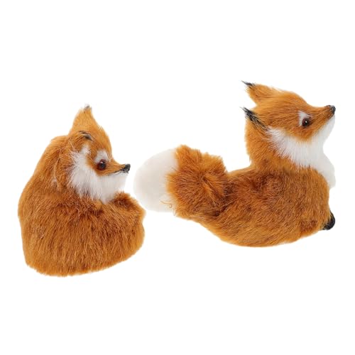 Supvox 2 Stück kleine fuchsverzierung Plüsch Tierfigur Kuscheltiere aus dem Wald Plüschtier Fuchs Fox Plüsch Simulationstiere Fox -Statue Waldtiere Waldornamente Plastik Light Brown von Supvox