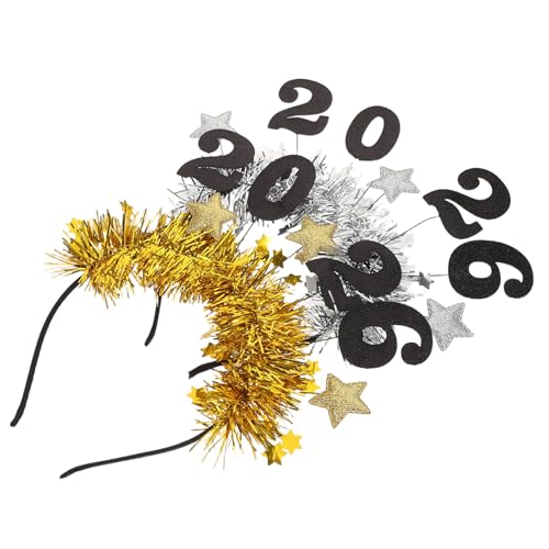Supvox 2 Stücke Teiliges Year Haarreifen Glitzer Tinsel Haarreifen Party Accessoire Festlicher Kopfschmuck für Silvester Weihnachten und Abschlussfeier von Supvox